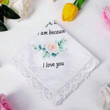 2 Pcs Wedding Handkerchiefs 12.6 Inch Embroidered Happy Tears Handkerchief Mother Of Bride Gifts Father Of Bride Gifts With Wedding Day Card - ban đầu - Xem 7