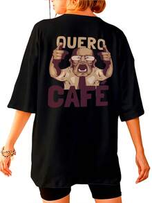 Over Quero Café Streewear Unisex T-Shirt Ref4014 - Black - View 3