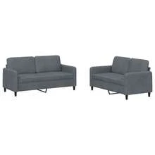 vidaXL 2-Teiliges Sofa-Set Aus Dunkelgrauem Samt - Grau - Übersicht 2