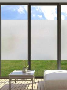 1 rollo de película de ventana opaca - Adhesivo de vidrio removible con efecto estático - Bloqueo UV, apto para oficina, sala de reuniones, baño, sala de estar - Blanco - Ver 3
