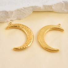 2pcs Heart Lock & Crescent Moon Pendant, 304 Stainless Steel Charm Jewelry Making Supplies, Witch Heart Moon Pendant, DIY Necklace, Keychain, Earrings, Bracelet Decoration, 18k Plated PVD, Unisex