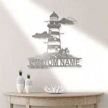 1 件定制航海金属标牌 - 灯塔和海鸥图案，适用于家庭和海滨别墅装饰、室内/室外墙壁艺术、独特的礼物创意、理想的房间装饰 - 多色 - 查看 20