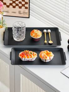 1 件不锈钢矩形托盘，餐厅准备用餐盘，蒸盘，适用于家庭厨房、餐厅、酒店、厨房用品、餐具配件 - 黑色 - 查看 4