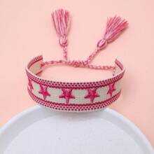 1 pieza Brazalete de pentagrama bordado a mano - Rosa Fucsia - Ver 2