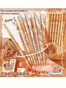 4支/8支/16支装可爱水豚铅笔（每盒8支），颜色和款式随机（需自行削尖），高品质创意学生文具铅笔，HB铅笔，书写流畅，内置橡皮擦，适用于考试、素描和绘画，专业美术铅笔，办公用品，送给家人、朋友、同事的绝佳礼物，学习用品