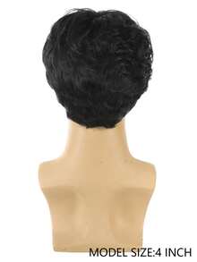 男士短款黑色假发帅气男性日常服装合成全假发自然黑发补发假发 - 彩色 - 查看 3