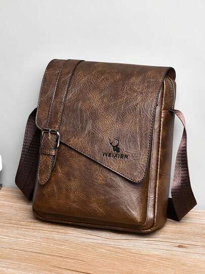 1 st axelväska/axelväska/midjeväska/handväska, utomhusväska, tillverkad av vattentätt och slitstarkt PU-material, flera fickor, stor kapacitet, justerbar axelrem och bärbar axelväska, lämplig för vandring, resor, studenter, höst-/vinterpresenter, högtidsnödvändigheter, axelväska med klistermärke, brun väska, tillbaka till skolan, alla hjärtans dag-present, retro axelväska, presentväska, axelväska, vår vintageväska, skolmaterial, herr axelväska, axelväska, miniväska, kontorsväska, herr axelväska