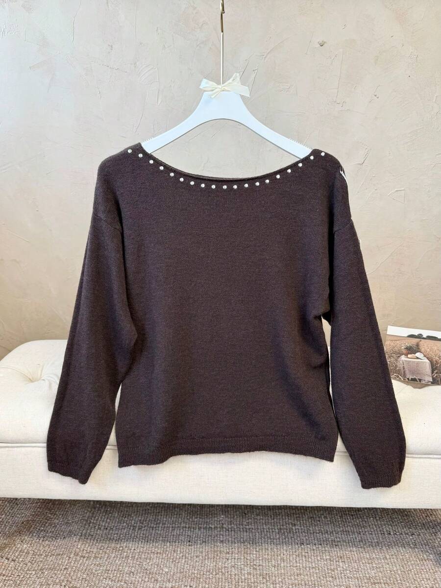 Women Sweaters - 巧克力棕 - 查看 1