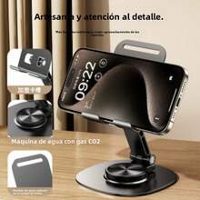 Soporte metalico plegable para celular estabilidad y versatilidad en diseno compacto soporte movil plegable compatible con smartphone tablet ajustable antideslizante ligero portable viaje oficina manos libres vision multimedia videollamadas y streaming ligero y resistente - Soporte metálico giratorio de 360° - Shining Rock Black - Ver 3