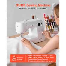 Computerized Sewing Machine, 60 Stitch Applications, With LED Screen, Foot Pedal And LED Light, Heavy-Duty Metal Frame, Digital Sewing Machine With Powerful Motor For Crafts And Mending - 36W 60 Kinds Of Stitches - View 2
