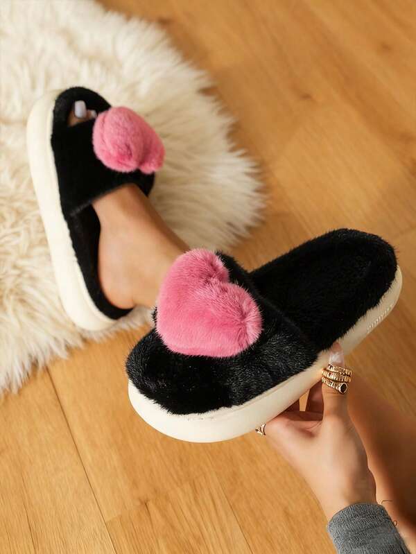 Women's New Cute Plush Flat House Slippers, Casual Thermal Lined Warm & Comfortable Indoor Bedroom Slippers