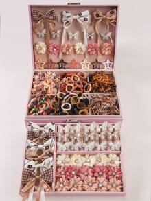 793pcs/Set Cute Princess Rhinestone Butterfly Hair Clips, Elastic Durable Non-Damaging Hair Ties, Fabric Flower Hair Clips, Girls' Hair Accessories, Suitable For Everyday Use