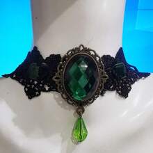 1件性感黑白蕾丝洛丽塔领口哥特水晶十字架吊坠天使翅膀铆钉颈链，适合女性朋克派对穿着 - 翅膀 - 查看 11