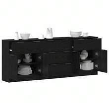 vidaXL Sideboard 3 Stück Schwarz Eichen-Optik 60 x 30 x 70 cm