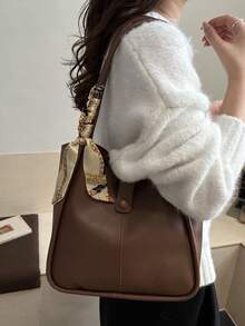 حقيبة كتف نسائية فاخرة ذات لون أحادي متعددة الاستخدامات