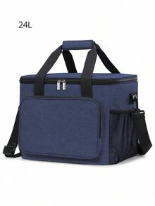 1pc Insulated Lunch Bag, Soft Cooler Tote, Unisex - 24L-navy Blue - View 8
