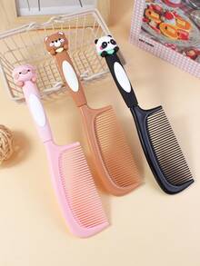 1 件可爱卡通动物风格梳子，适合儿童、幼儿和成人的便携式美发工具 - 彩色 - 查看 4