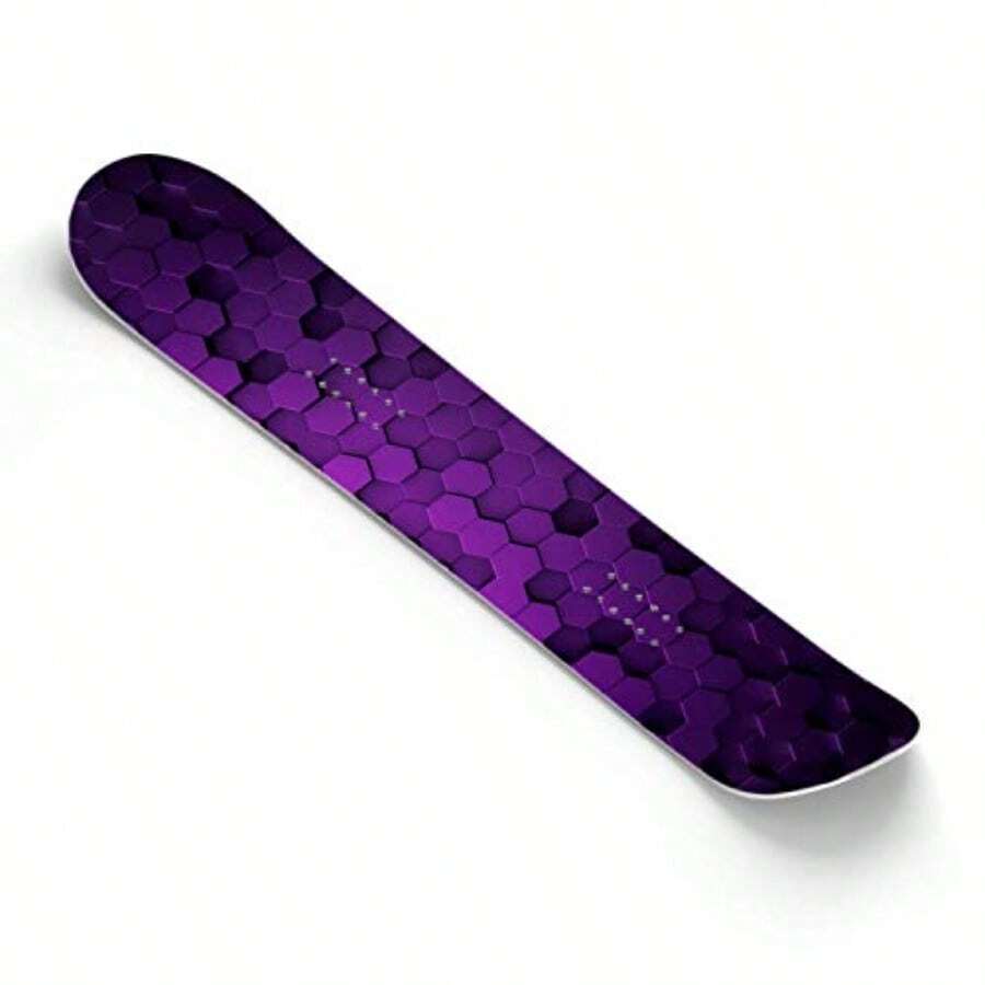 Snowboard Wrap Graphic Sticker Skin Cover Includes Breakaway Knife Universal Fit Up To 65 Inches And 14 Inches Wide Purple Hex 3D Gradient - As Pic - View 1