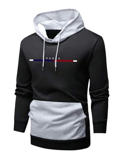 هودي كاجوال بأكمام طويلة مطبوع عليه حرف، بجيب، مناسب للرجال، قياس عادي، بلوفر بياقة مفتوحة مناسب للربيع/الخريف، هدية مناسبة للزوج/الحبيب، مناسب للشارع، التنقل، الجولف، الصيد، كرة السلة، التخييم، النادي الرياضي