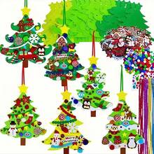 24PC Felt DIY Christmas Plush Tree Craft Kit - Festive Handmade Decorations Including Various Ornaments (Snowmen, Candies, Stockings). Suitable For Families, Parties, Weddings, Birthdays, Anniversaries, Graduation Ceremonies, Carnivals, Christmas, Halloween, Thanksgiving, Valentine's Day. Ideal For Indoor Decor, And Power-Free Halloween/Christmas Events & Party Supplies.