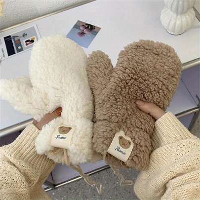 1Pair Women'S Winter Gloves - Cold Weather Thermal Gloves With Cute Bear Paw Design, Soft Plush Gloves For Cycling, Skiing, Commuting - Warm Winter Gloves For Women - Ideal Cold Weather Gift, Winter Accessories, Cold Weather Gear, Playful Design, Durable Construction, Outdoor Enthusiasts, Skiing Accessories, Cozy Material, Outdoor Lovers