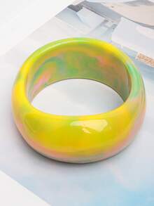 1 pieza Brazalete de resina redondo con brillo, rosa, elegante y refinado, adecuado como regalo o para uso diario