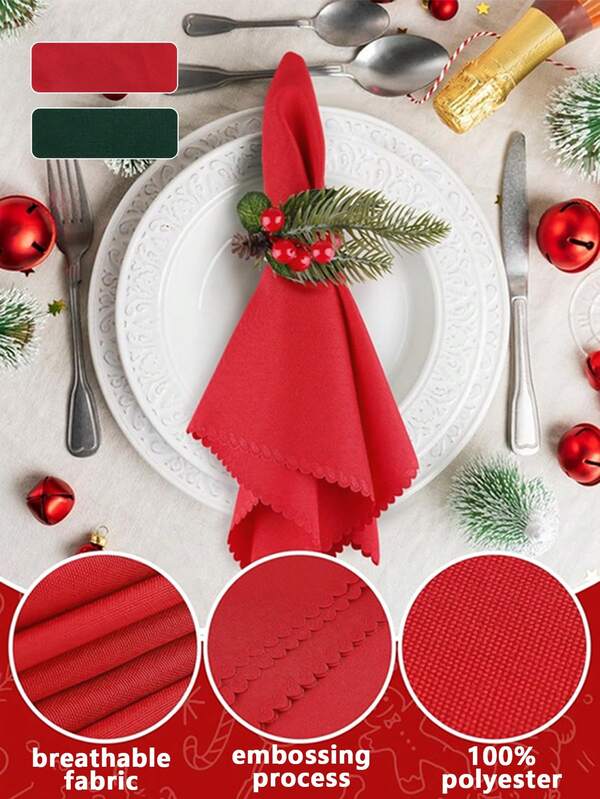 2/6/12/280 pezzi Asciugamani da cucina, tovaglioli, tovagliette natalizie in colori solidi, resistenti alle pieghe, traspiranti, goffrati, per feste natalizie, banchetti, ristoranti, cucina, decorazione tavola da pranzo