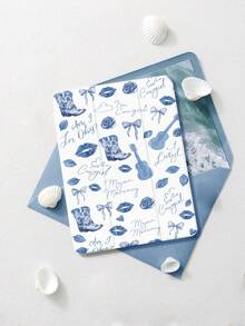 1pc Blue Bow Flower Lip Pattern Flat Protective Case, Compatible With IPad 10.2" / IPad Pro 11" 2020/2021, IPad (A16) 11" 11th Gen 2025, IPad 9th/10th Gen, IPad Air 4th 10.9", Galaxy Tab S6 Lite 10.4", /, Anti-Drop, With Pencil Slot, Support Sleep/Wake, Romantic Gift