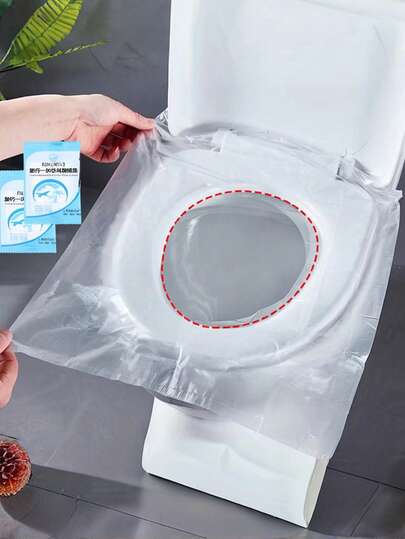 Capas descartáveis para assento sanitário, criativas e inovadoras, em material PE, compactas e portáteis, com embalagem individual. Impermeáveis, antiderrapantes e antibacterianas, ideais para crianças em fase de desfralde, gestantes e adultos em viagens. Podem ser usadas em hotéis, banheiros públicos, escolas, iates, academias e outros banheiros públicos.