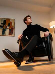 Luxury Vintage Men's Slip-On Loafers, Elegant Gentleman Leather Shoes With Black Solid Color, Breathable Uppers, Non-Slip Durable Soles, Suitable For Casual, Business, Formal Occasions, Graduation Ceremony, Suits, Weddings, Spring/Summer/Fall, Plus Size