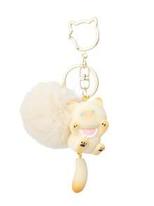 1 buah Gantungan Kunci Kucing Lucu, Pom-Pom Berbulu Kawaii, Liontin Ekor Gantung Resin Kartun, Gantungan Kunci Jepitan Warna Emas, Aksesori Tas Estetik, Hadiah - MultiWarna - View 10