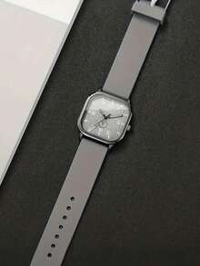 1pc Square Business Casual Outdoor Luxury Alloy Couple Quartz Watch With Stainless Steel Band, Suitable For Night Fishing, Adventure, Students, Casual Wristwatch - Multicolor - View 8