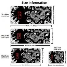 1pc Japanese Dragon Large Gaming Mouse Pad For Desk, Black Mouse Pad Gaming Mouse Mat Desk Pad, Non-Slip Base Computer Pad Keyboard Mat, XL Mousepad With Stitched Edge For Home Office