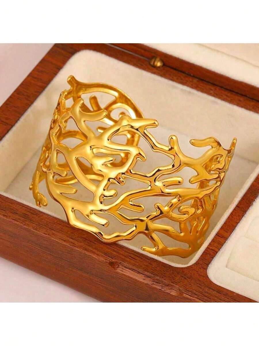 Elegant, Modern, Minimalist Women's Bracelet, For Chic Women, Versatile, Ideal For Light Looks, Summer, Sun, Gifts, Valentine's Day, Accessories, Jewelry, Openwork, Geometric, Stylish, Casual, Fashion, Fashion - 金色 - 查看 1