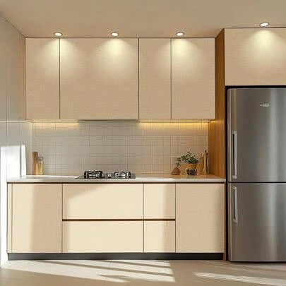 1 rol zelfklevend linnenbehang - 3D zelfklevende muursticker, eenvoudig te installeren, dikke woondecoratie, doe-het-zelf waterdicht, oliebestendig en verwijderbaar behang voor slaapkamer en woonkamer