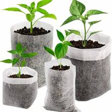 100 Peças Sacos de Plantio - Tecido Não Tecido Respirável Vasos de Mudas para Jardinagem, Uso Externo - Ideal para Vegetais, Frutas e Flores