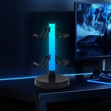 Gaming Headset/Controller Desktop Stand With USB Charging, RGB Light Effects, Microphone Function & Ambient Lights – Ideal For All Gaming Accessories And Perfect As A Thoughtful Present, Desktop Organizer, Gaming Setup, Sleek Design, Modern Gaming Gear, Durable Stand, Highquality Build, Controller Holder, Gamers Gift, Tech Lovers - 黑色 - 查看 7
