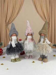 1PC Pink/Brown/Grey Christmas Girl Doll 15.35inch Christmas Girl, Christmas Ornament Home Doll, 2025 Christmas New Year Gift, Christmas Holiday Decoration, Christmas Tree Decoration, New Year Decoration, Holiday Atmosphere Decoration, Suitable For Christmas Decoration Doll Ornaments, Christmas Gifts Between Friends - Multicolor - View 1