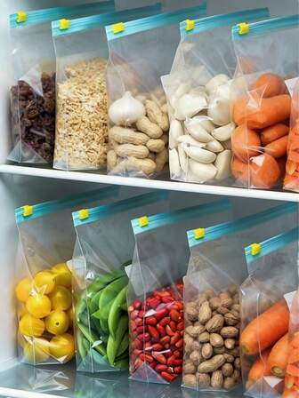 20/40个装可重复使用饼干图案立式冷冻拉链袋，聚酯薄膜拉链袋，食品储存和包装用塑料拉链袋