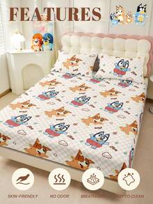 Bluey 1 cearșaf cu saltea albastră, lenjerie de pat drăguță în carouri albastre, protecție pentru saltea, textil confortabil pentru casă, husă de pat, prietenoasă cu pielea, cearșafuri de pat, protecție pentru saltea respirabilă și anti-scărpaturi, moale și prietenoasă cu pielea, pentru pat single, twin, full, queen și king size, pentru toate anotimpurile, lenjerie de pat decorativă albastră elegantă pentru dormitor, lavabilă la mașină, cuvertură rezistentă la praf, (doar 1 cearșaf cu saltea), decor de iarnă, decor de cameră, decor de Crăciun - Multicolor - Vizualizare 5