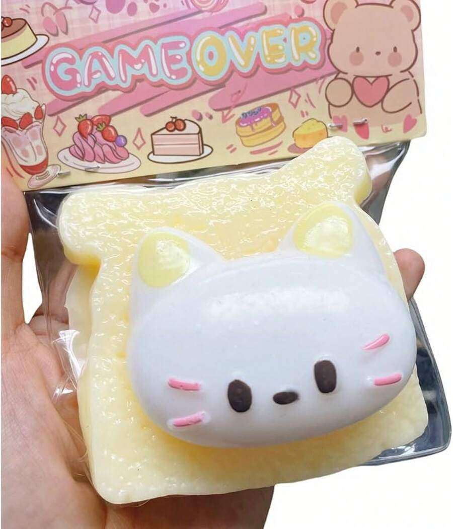 New Taba Squishy Toast ,Kawaii Stress Relief Fidget Sensory Toys,Soft Silicone Squeeze Gifts For Children, Teens, And Adults (Toast Pinch) Christmas Gifts For Teenagers And Children - Everyday Household Toys - 吐司 - 查看 1