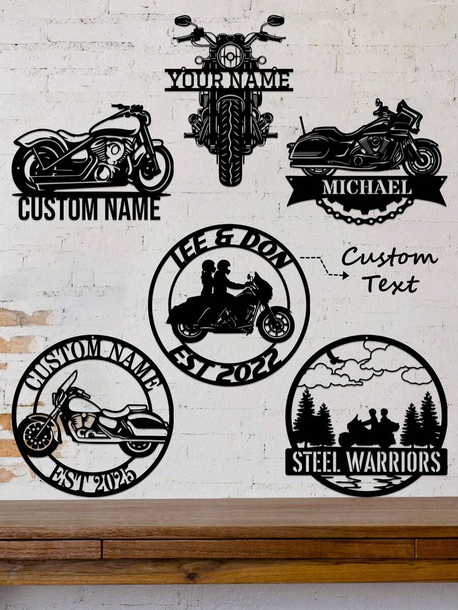1 pièce Panneau métallique personnalisé pour moto, décoration murale de garage personnalisée, panneau de garage, panneau métallique pour couple de moto, œuvre d'art métallique pour moto - Cadeau pour les motards, Cadeau, Décoration pour couple de moto, Cadeau de mariage pour moto, Cadeau de Noël, Cadeau pour le père, le mari et le petit ami