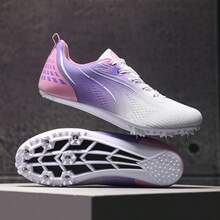 25 Women's Track & Field Shoes, Women's Athletic Shoes, Sporty Woven Low-Top Lace-Up, Professional Track & Field Spikes, Short-Distance Spikes, Anti-Slip Grip Enhancement, Lightweight Breathable, Suitable For Synthetic Track Competition & Long Jump Training, Detachable Spikes, Sports Competition Ready