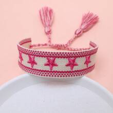 1 pieza Brazalete de pentagrama bordado a mano - Rosa Fucsia - Ver 3