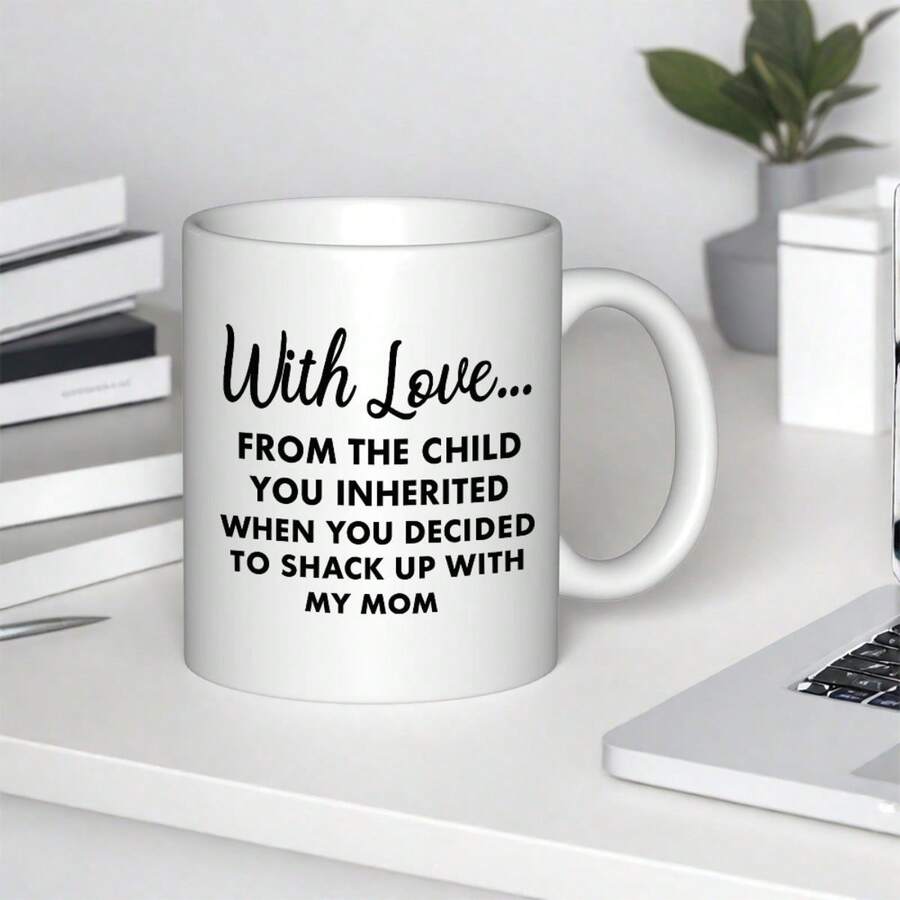11oz Bonus Dad Mug - Step Dad Gift From Daughter/Son With Funny Step Parent Saying, "With Love From The Youngsters You Inherited" - Clear Glass Coffee Cup With Black Lettering, Father's Day, Christmas, Valentine's, Stepdad Gifts For Bonus Dad, Hand Wash Only, Reusable & Non-Slip, Perfect For Travel, Ideal For Bonus Dads & Stepdads, Heartfelt Keepsake For Stepfamily Celebrations