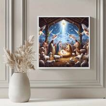 1 pieza Kit de pintura de diamantes en 5D con escena navideña de Jesús, tema navideño [30*30cm/11.8*11.8in][40*40cm/15.7*15.7in] Adecuado para principiantes adultos DIY Mosaico de arte de diamantes, arte de diamantes hecho a mano de perforación completa, adecuado para decoración de pared de sala de estar, dormitorio, oficina, regalo sorpresa para familiares y amigos, decoración del hogar para vacaciones, sin marco - Multicolor - Ver 7