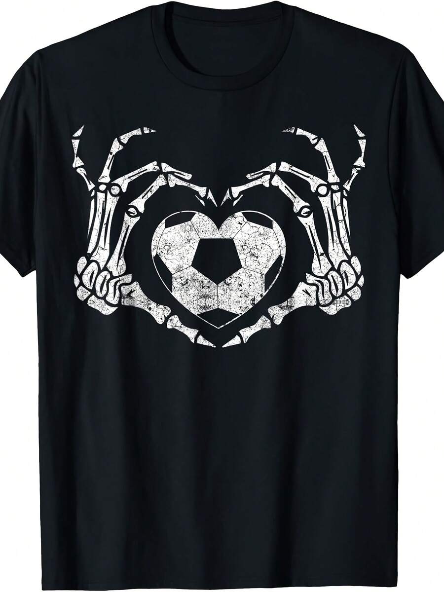 Soccer Heart Skeleton Hand Halloween Costume Kids Boys T-Shirt - Style 7 - View 1