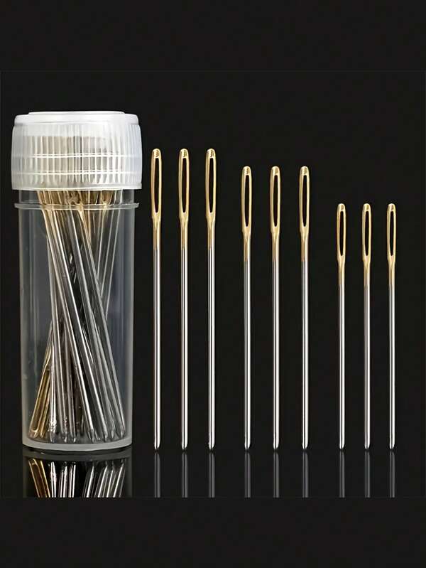 30 pièces/set Aiguilles à broder, aiguilles à coudre en acier inoxydable durables, tailles assorties 22/24/26, avec seringue et outil d'enfilage pour point de croix et artisanat DIY