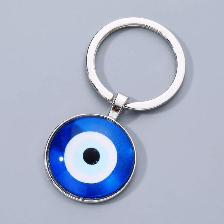 1 pieza Llavero único de ojo malvado de vidrio para mujer, encantador de bolso exquisito, llavero de ojo turco de la suerte con gema del tiempo, regalo de Navidad, encantos de bolso, accesorios de coche, ideas de regalo para maestro, amigo, hermana - Multicolor Nuevo-12 - Añade 1
