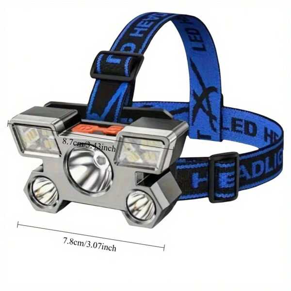 400mAh wiederaufladbare LED-Stirnlampe, multifunktionale tragbare Outdoor-Stirnleuchte mit 4 Beleuchtungsmodi, ABS-Material, geeignet für Camping, Angeln, Notfälle und Arbeit